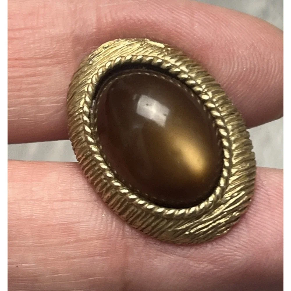 Vintage‎ Swank Gold Tone Brown Tiger's Eye Cabochon Cufflinks Men's Fashion